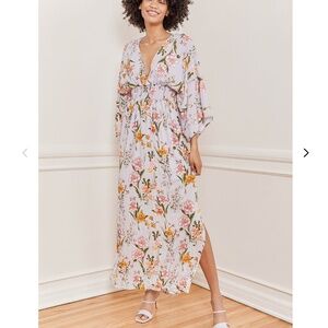 Lavender Floral Print Maxi Dress